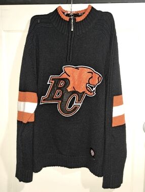 Vintage BC Lions Classic Cfl Qtr Zip Knit Sweater